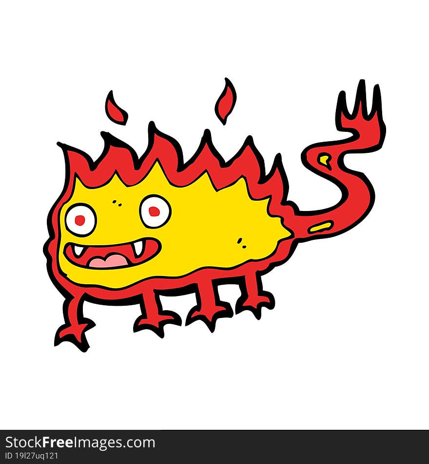 cartoon little fire demon