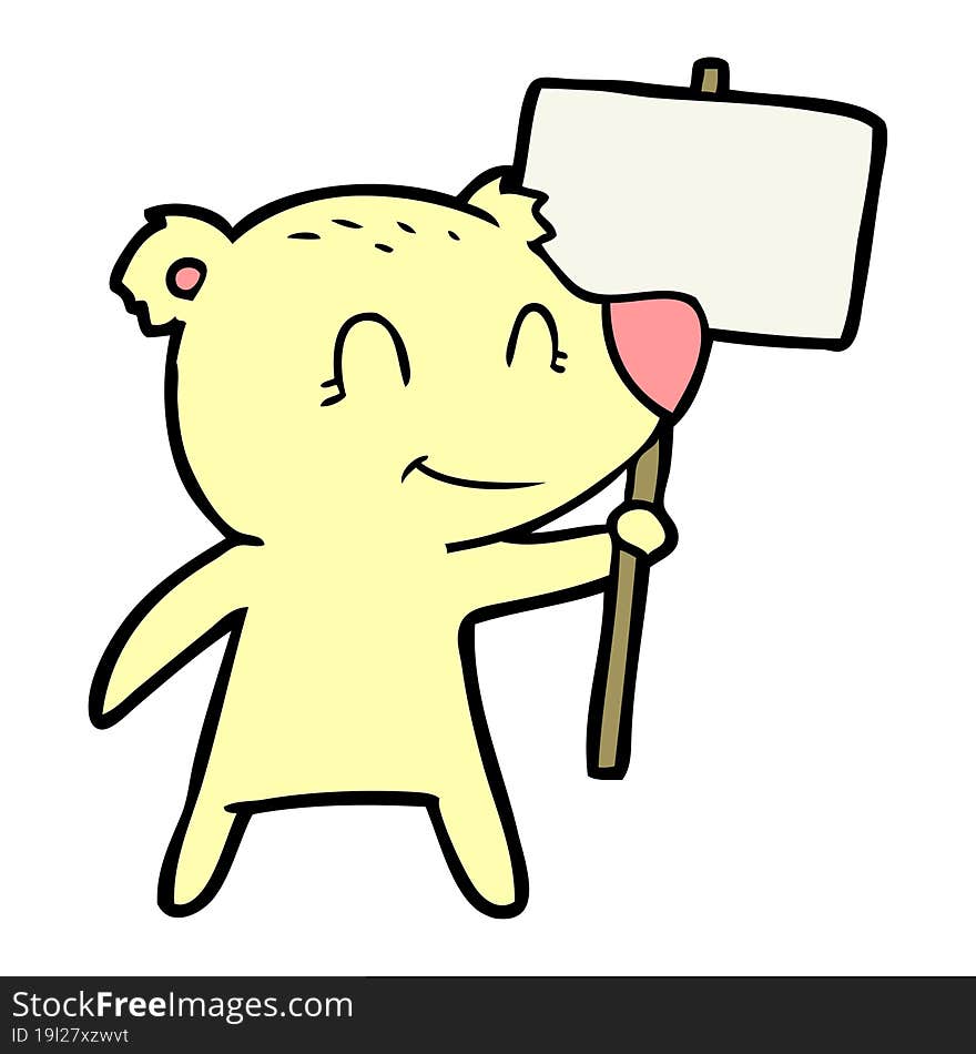 cartoon bear holding sign. cartoon bear holding sign