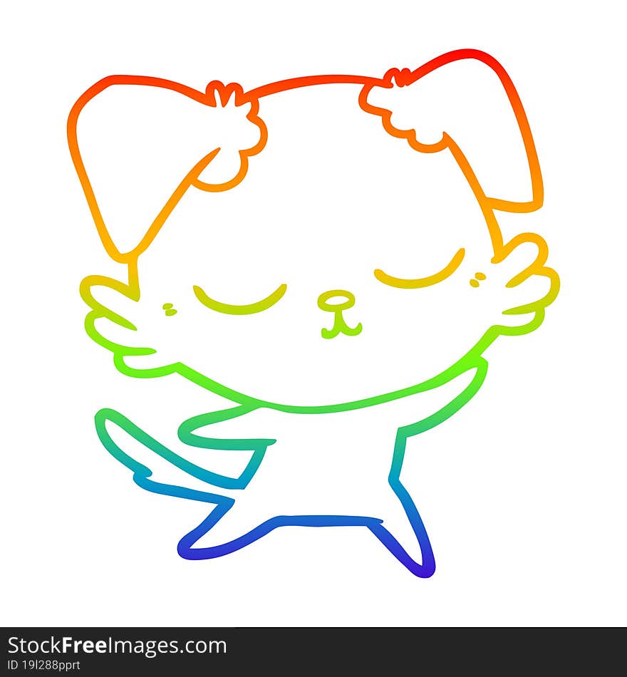 rainbow gradient line drawing cute cartoon dog