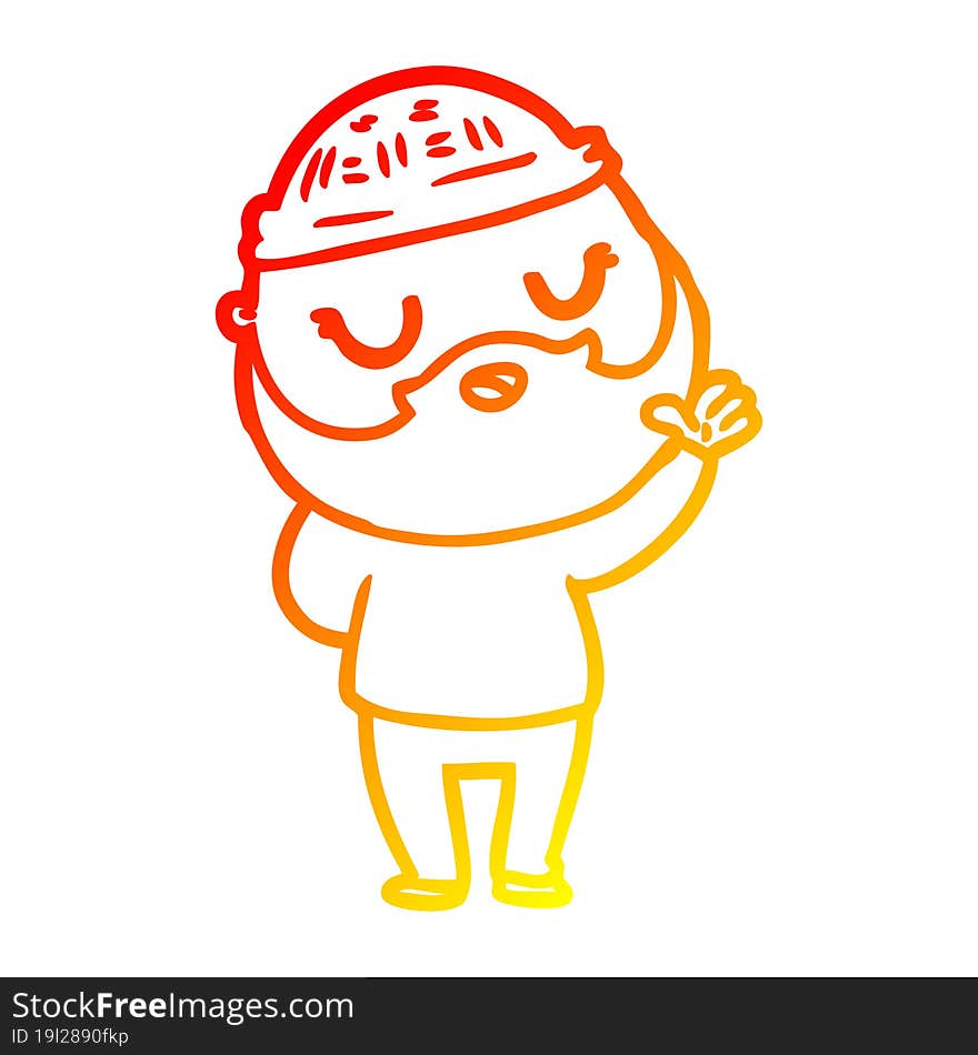 warm gradient line drawing cute cartoon man with beard