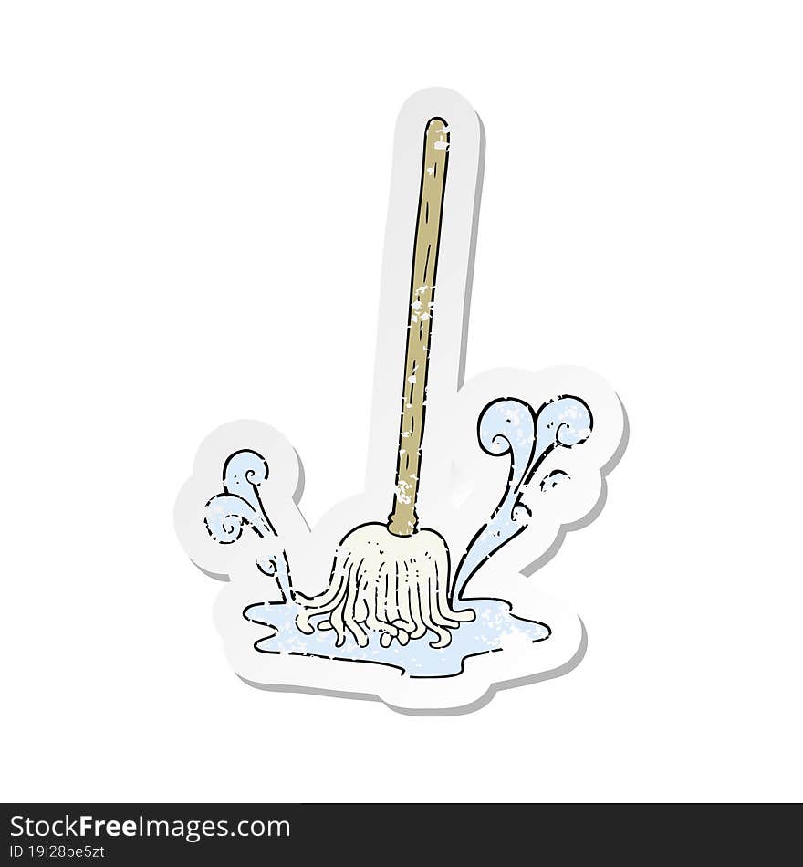 retro distressed sticker of a cartoon mop