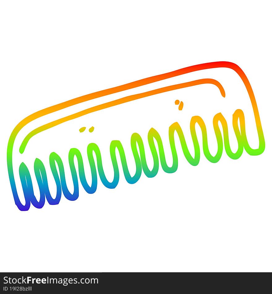 rainbow gradient line drawing cartoon hair comb