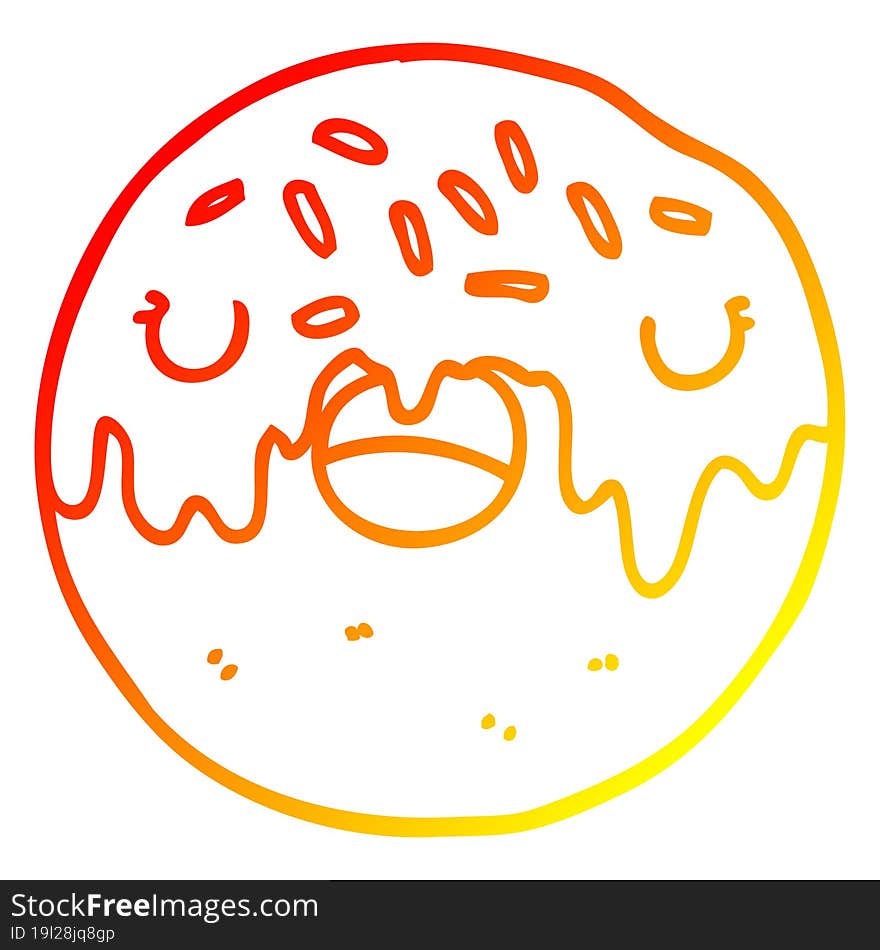 warm gradient line drawing cartoon donut