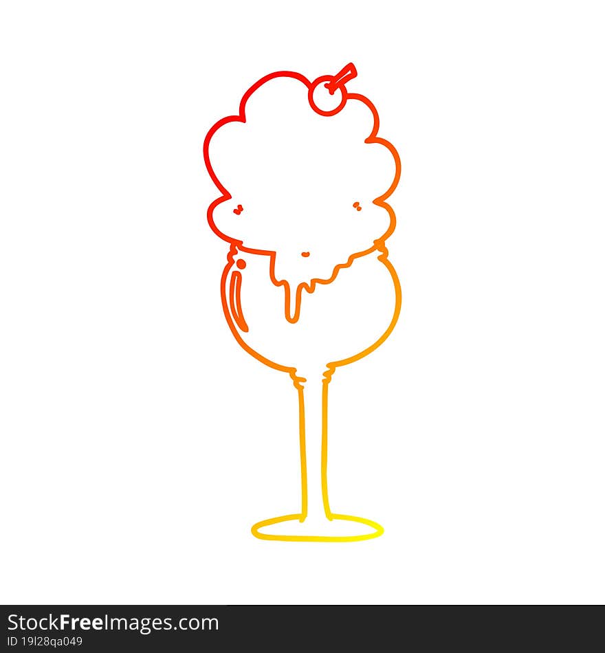 warm gradient line drawing cartoon ice cream desert