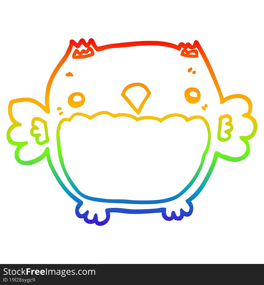 rainbow gradient line drawing cartoon owl