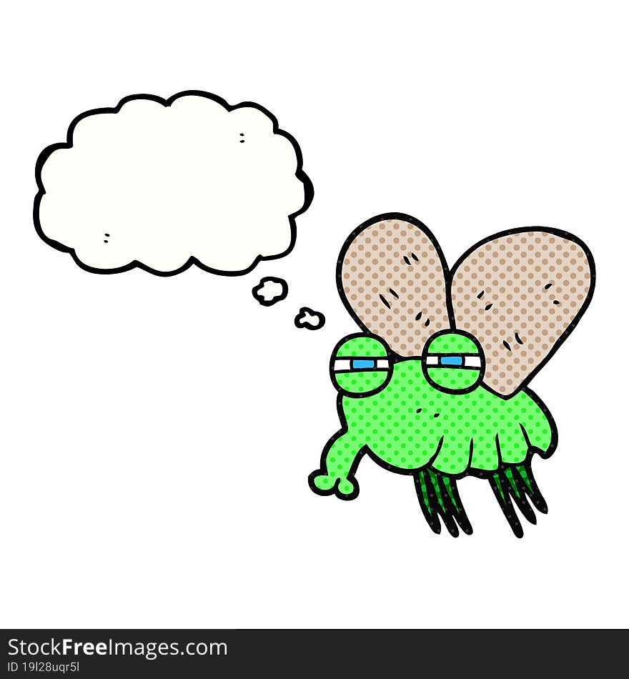 freehand drawn thought bubble cartoon fly