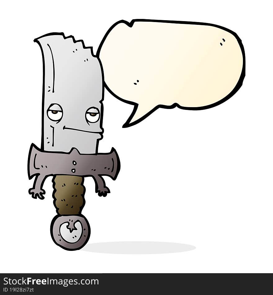 knife cartoon character with speech bubble