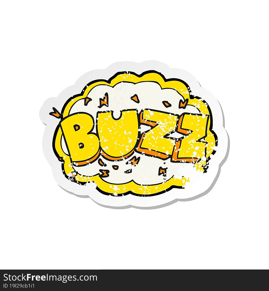 retro distressed sticker of a cartoon buzz symbol