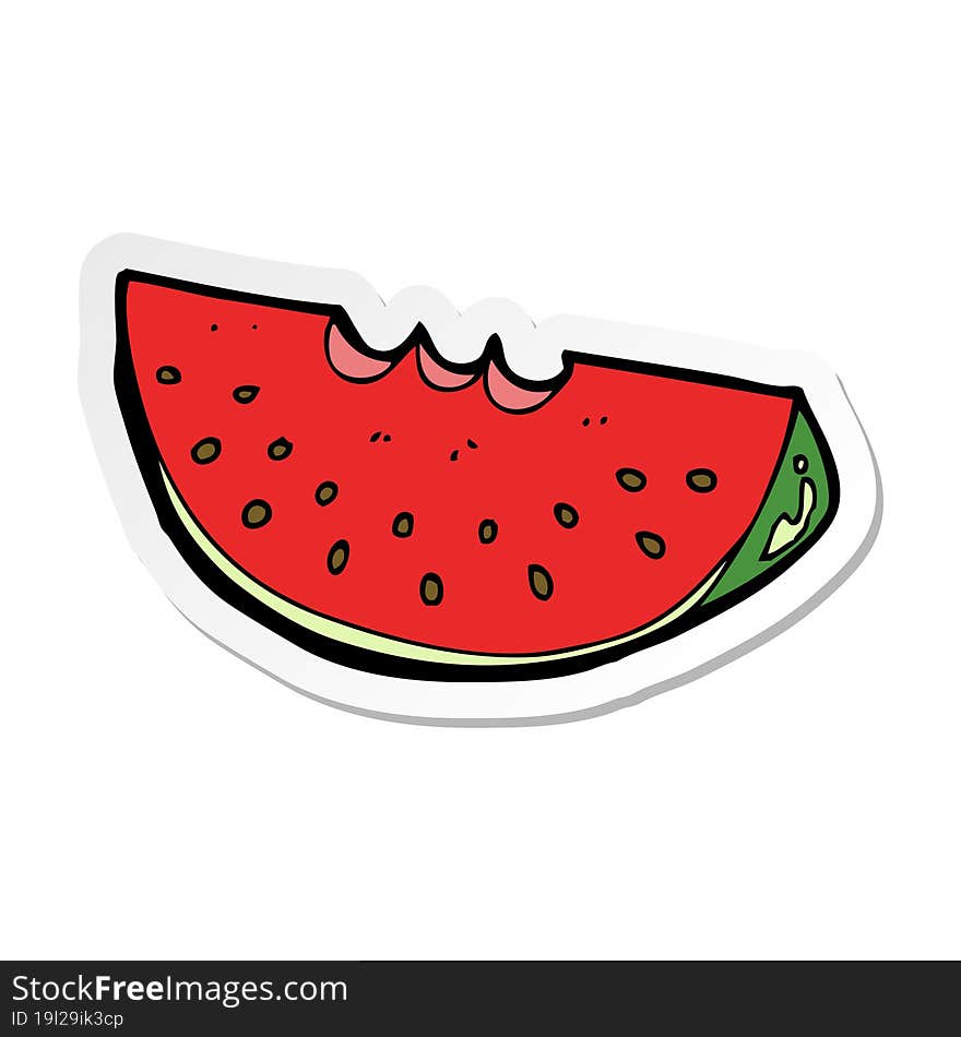 sticker of a cartoon watermelon slice