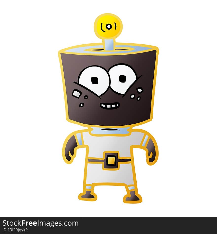 happy energized cartoon robot. happy energized cartoon robot