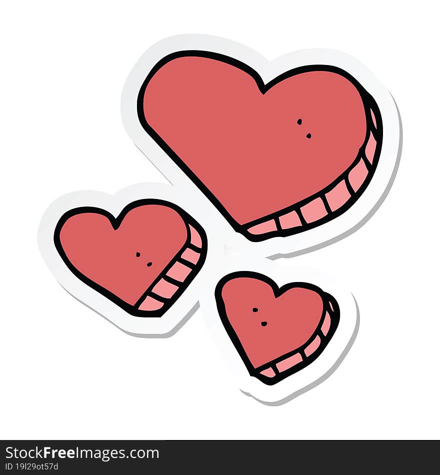 sticker of a cartoon love hearts