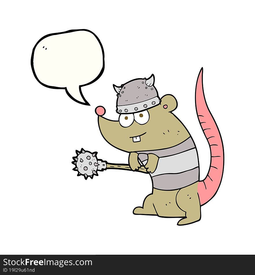 Speech Bubble Cartoon Rat Warrior