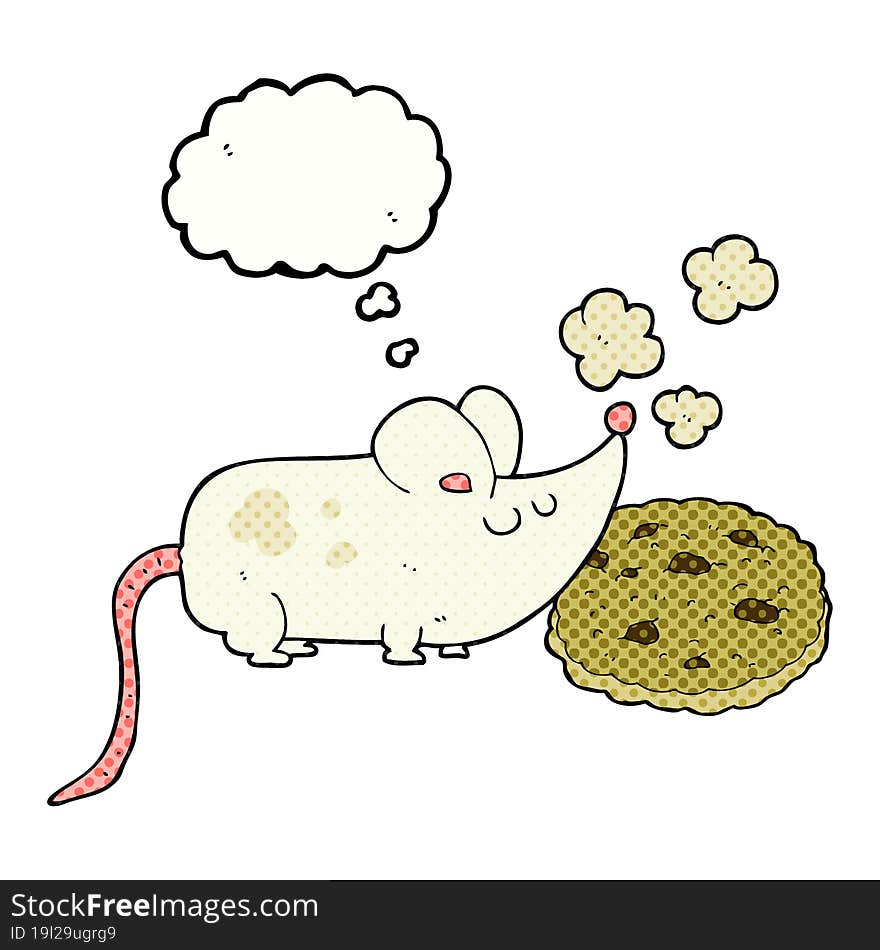 Cute Thought Bubble Cartoon Mouse And Cookie