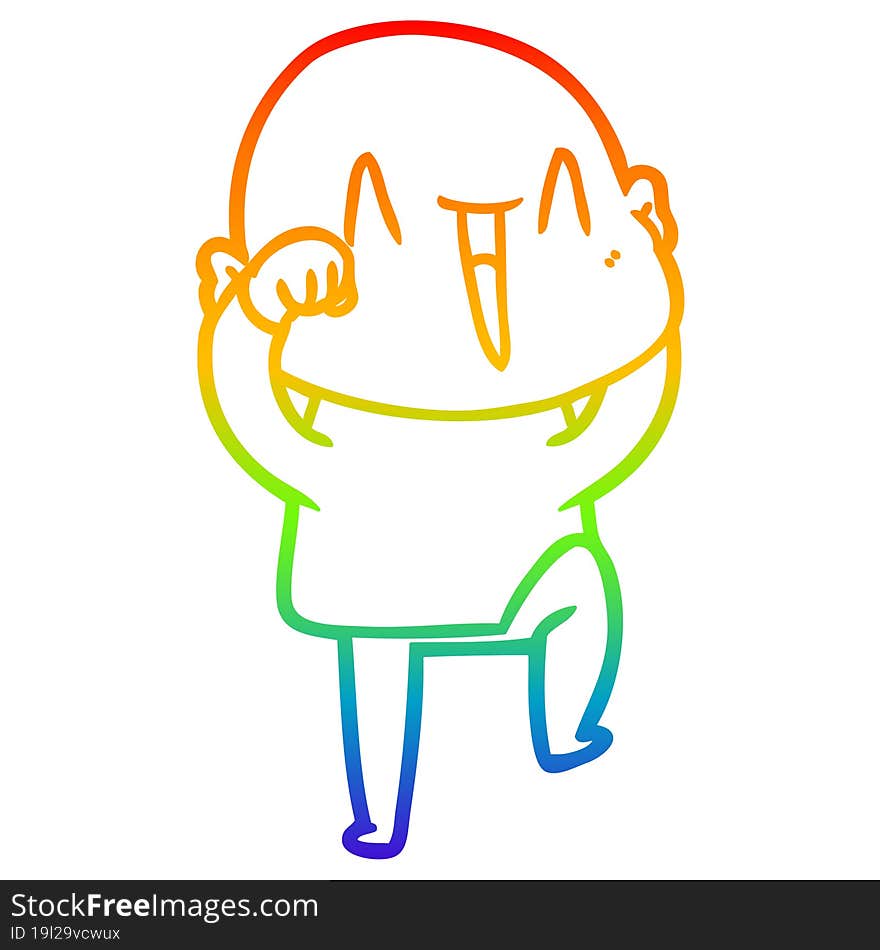 rainbow gradient line drawing happy cartoon bald man