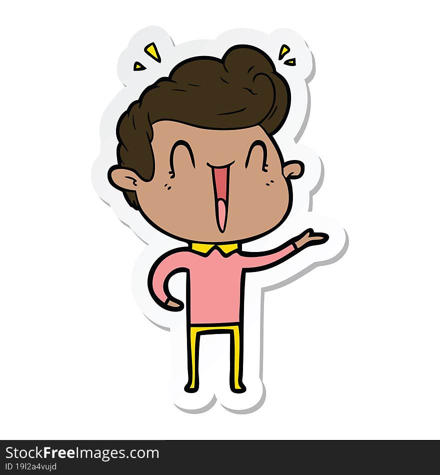 sticker of a cartoon excited man