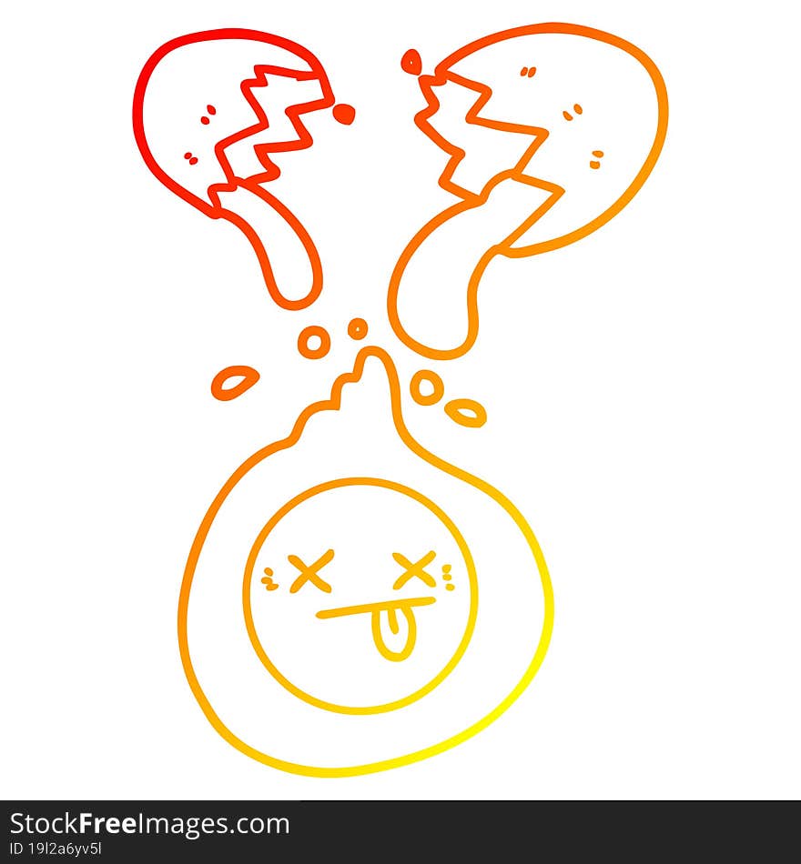 warm gradient line drawing cartoon cracked egg