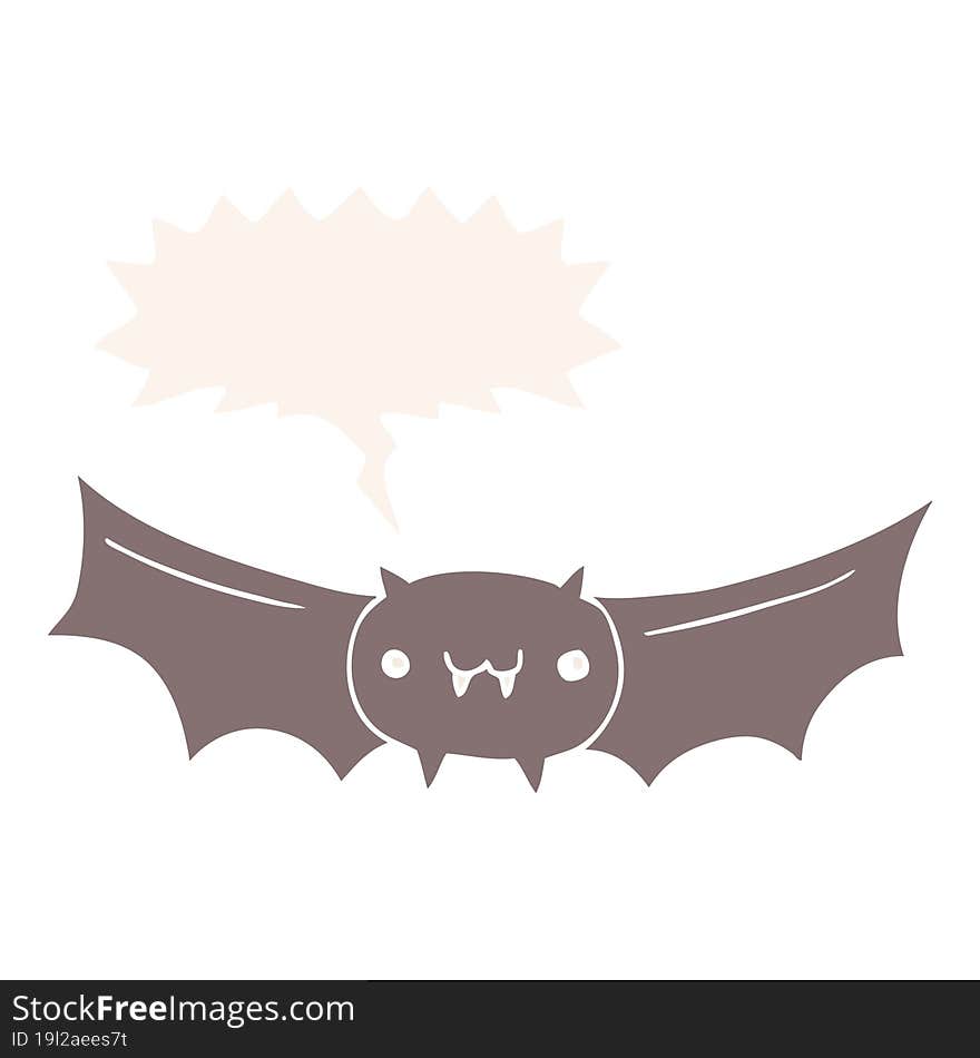 cartoon vampire bat and speech bubble in retro style