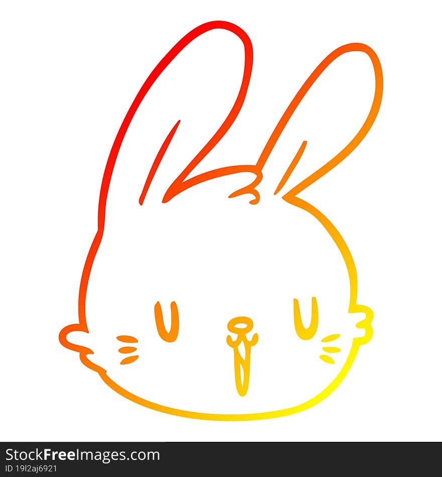 Warm Gradient Line Drawing Cartoon Rabbit Face