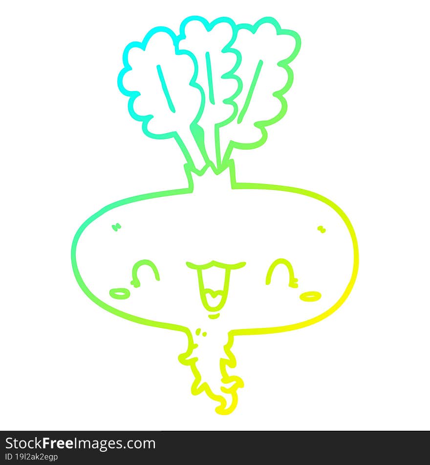 cold gradient line drawing of a cartoon turnip