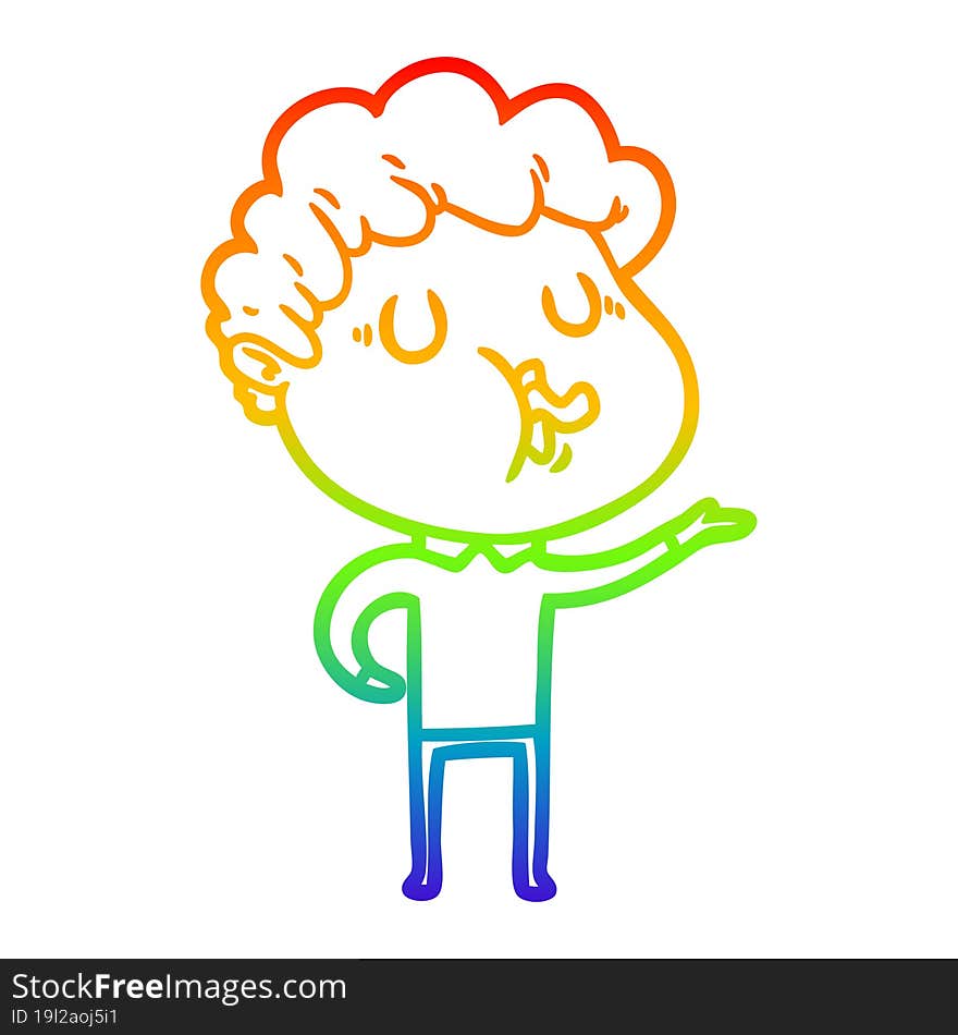 Rainbow Gradient Line Drawing Cartoon Man Singing