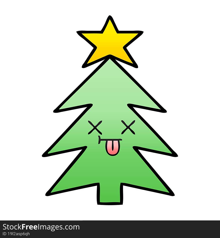 gradient shaded cartoon of a christmas tree