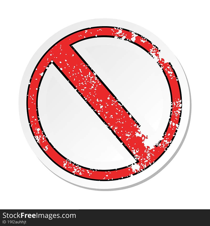 distressed sticker of a cute cartoon not allowed sign