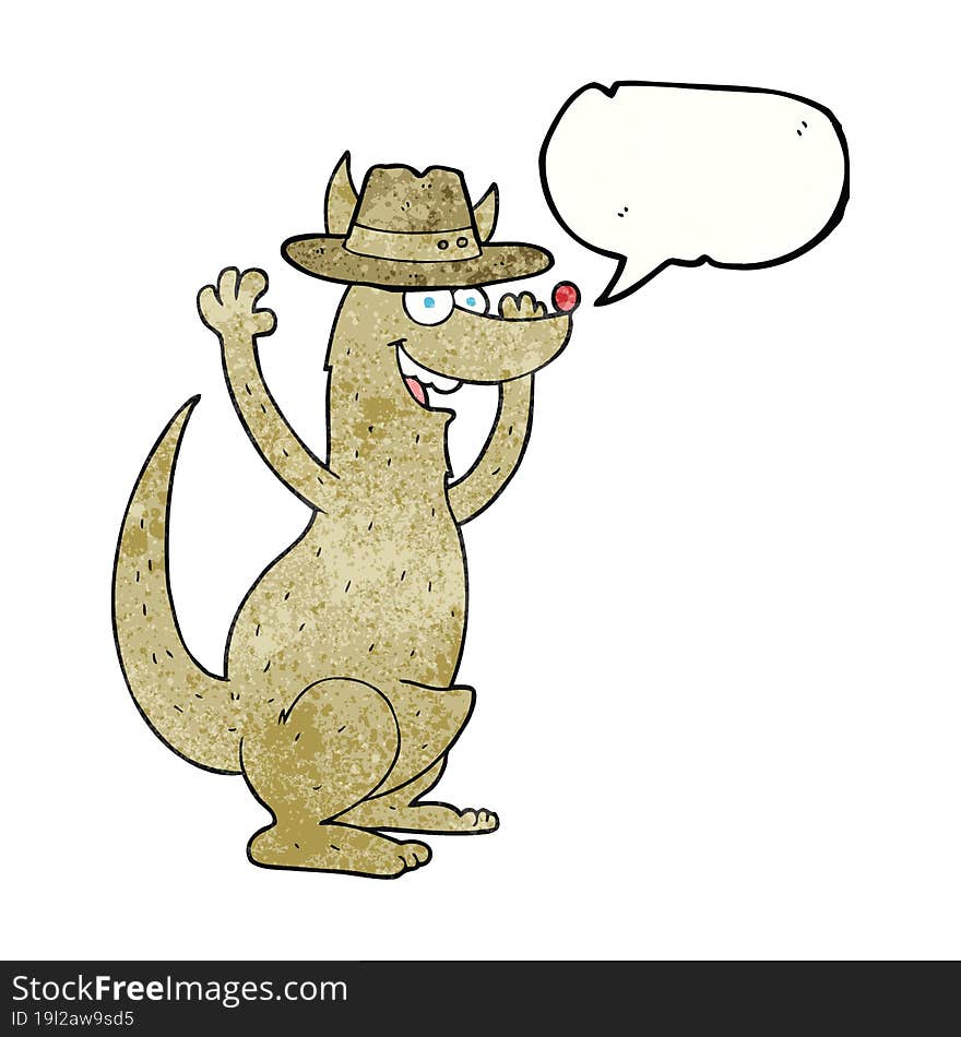 freehand speech bubble textured cartoon kangaroo