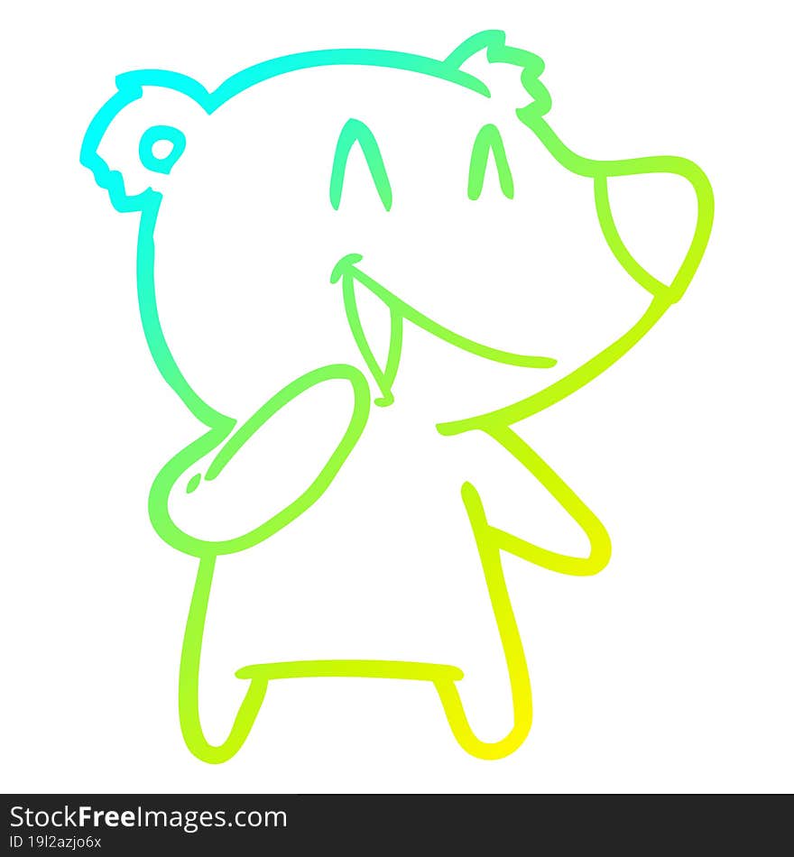 Cold Gradient Line Drawing Laughing Bear Cartoon