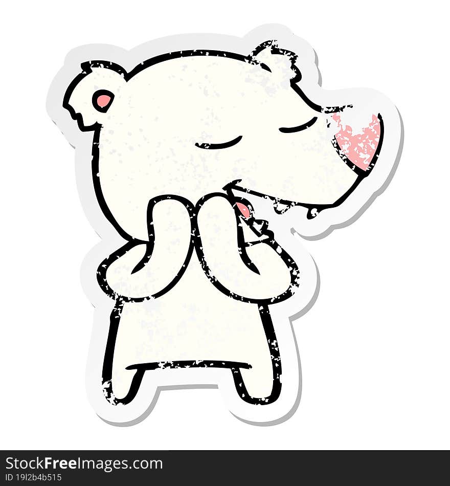 distressed sticker of a cartoon polar bear