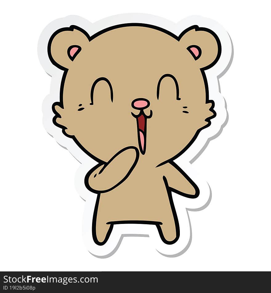 Sticker Of A Happy Laughing Cartoon Bear