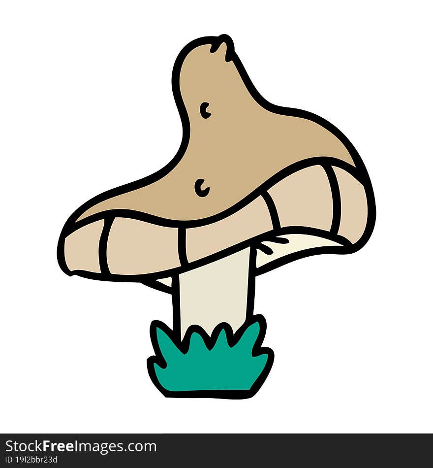 hand drawn cartoon doodle of a single mushroom