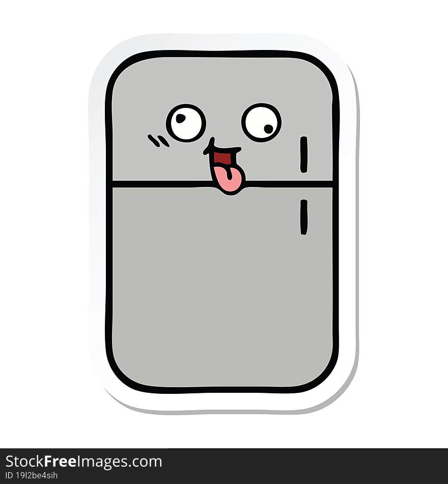 sticker of a cute cartoon fridge freezer