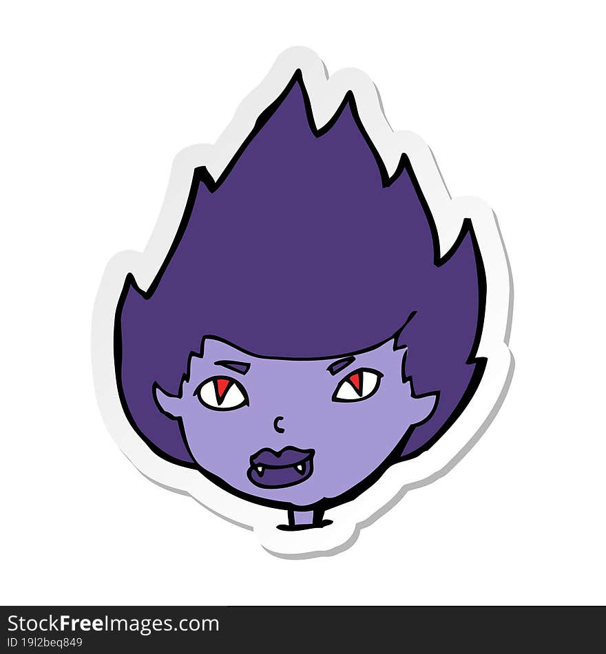 Sticker Of A Cartoon Vampire Head