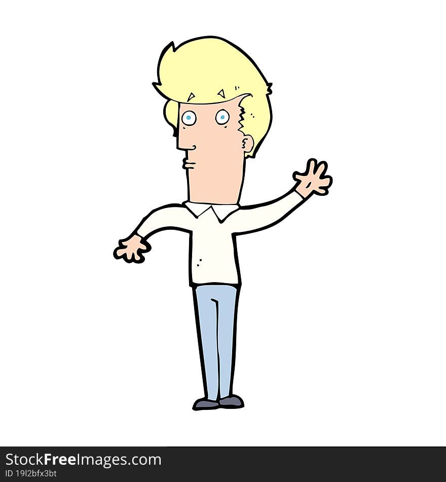 Cartoon Nervous Man Waving