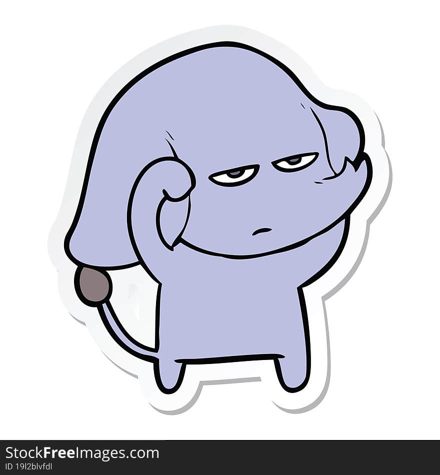 sticker of a annoyed cartoon elephant