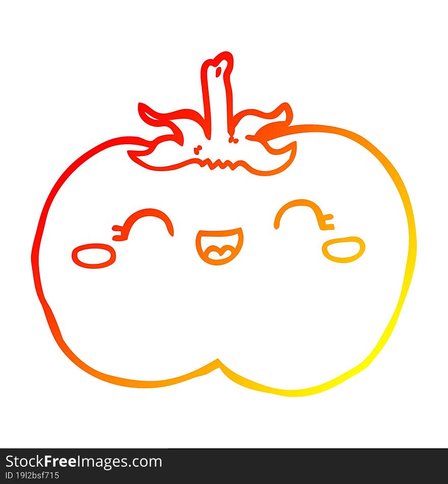 warm gradient line drawing cartoon tomato