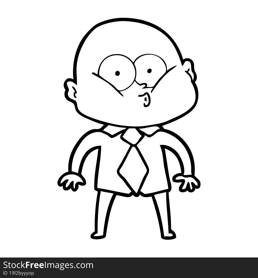 cartoon bald man staring. cartoon bald man staring