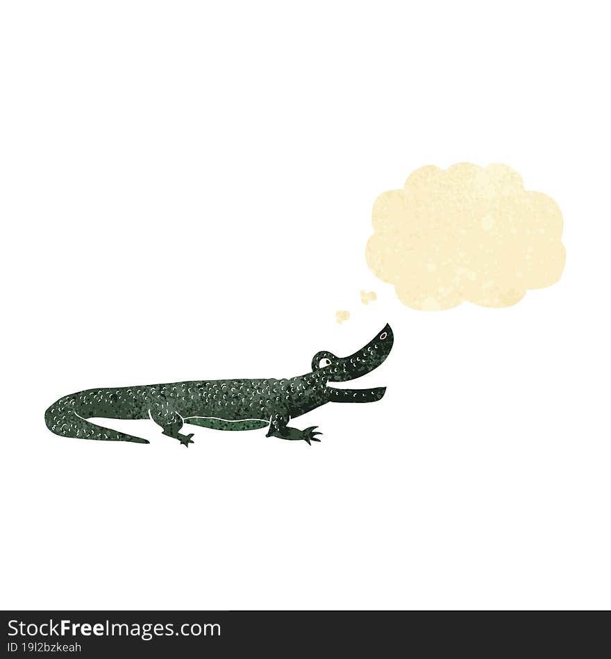 cartoon happy crocodile with thought bubble