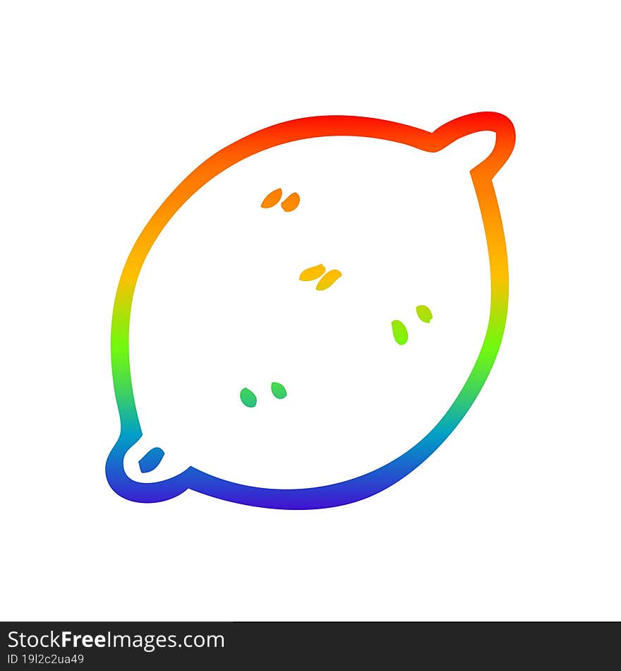 Rainbow Gradient Line Drawing Cartoon Lime Fruit