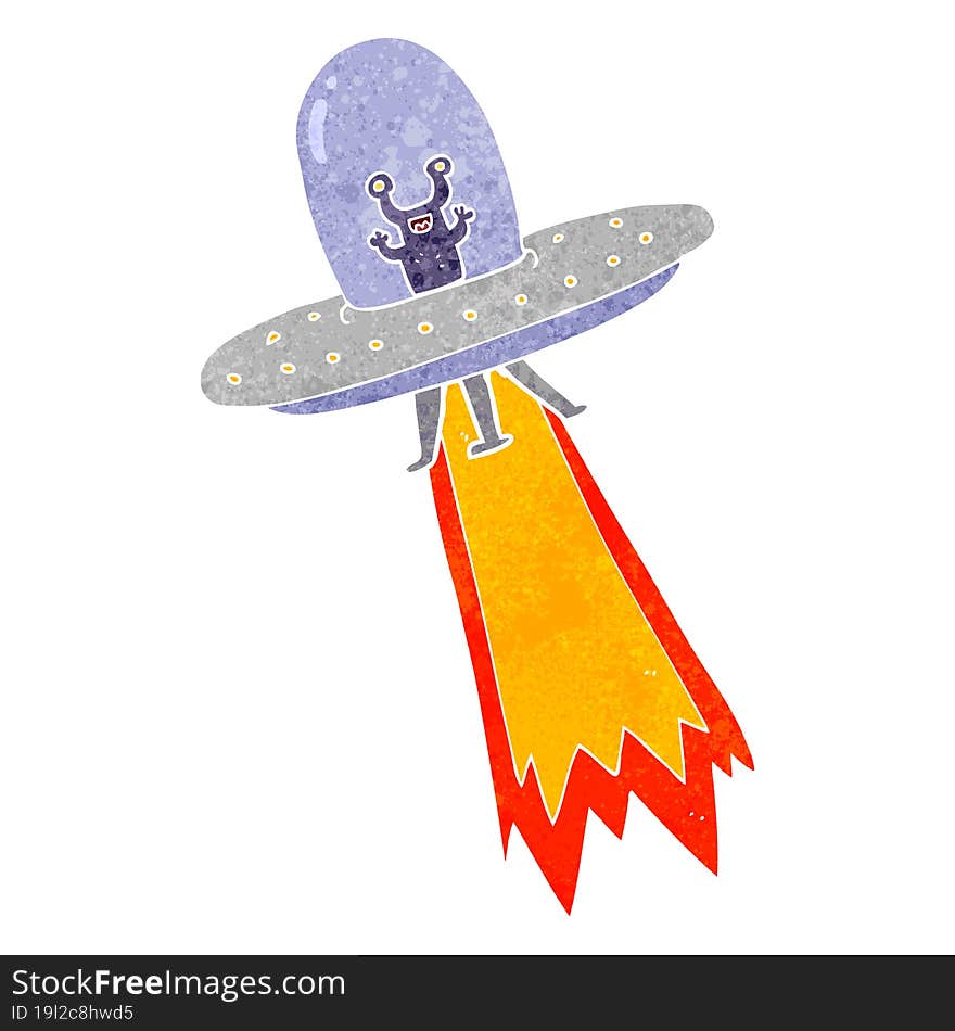 retro cartoon flying saucer