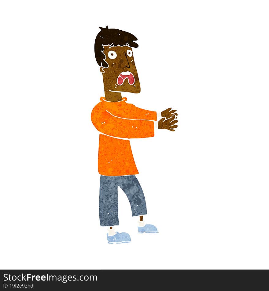 Cartoon Terrified Man