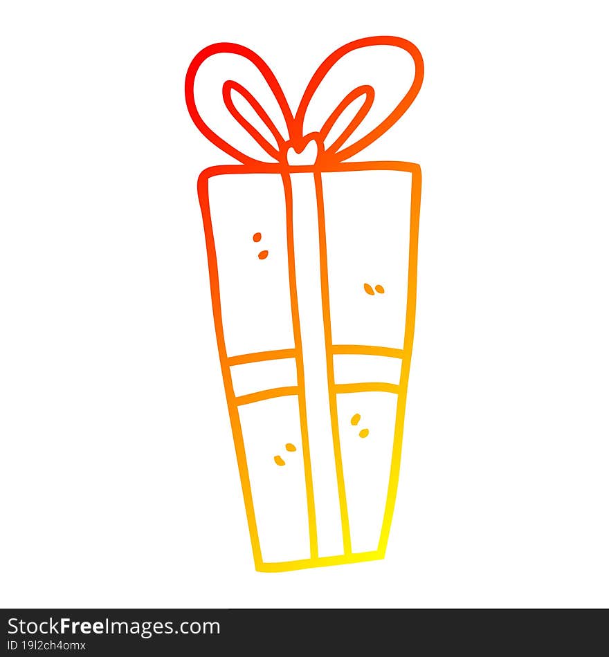 warm gradient line drawing cartoon christmas present