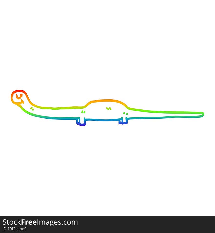 rainbow gradient line drawing cartoon prehistoric dinosaur