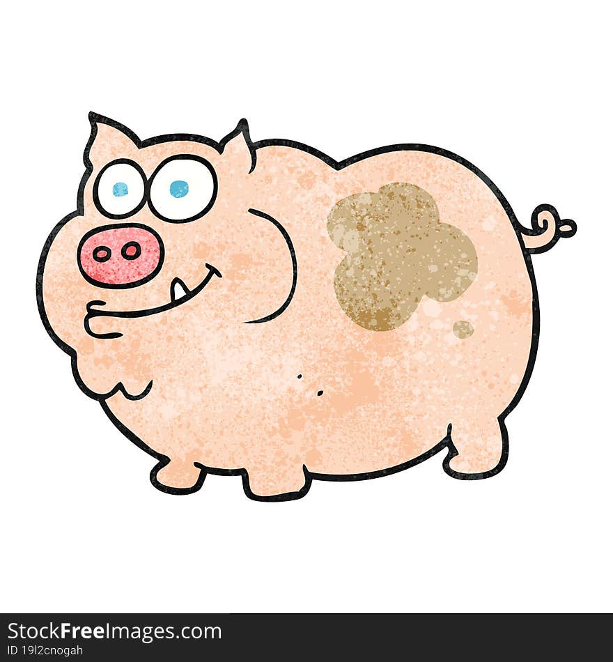 freehand textured cartoon pig