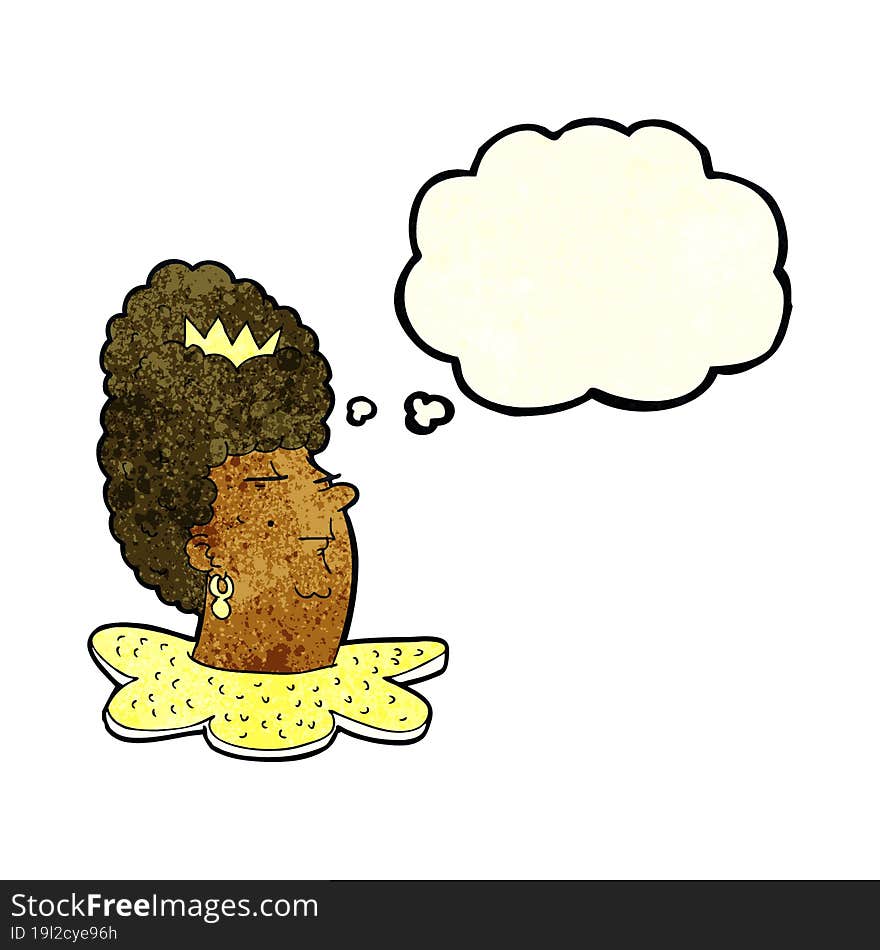 Cartoon Queen Head With Thought Bubble