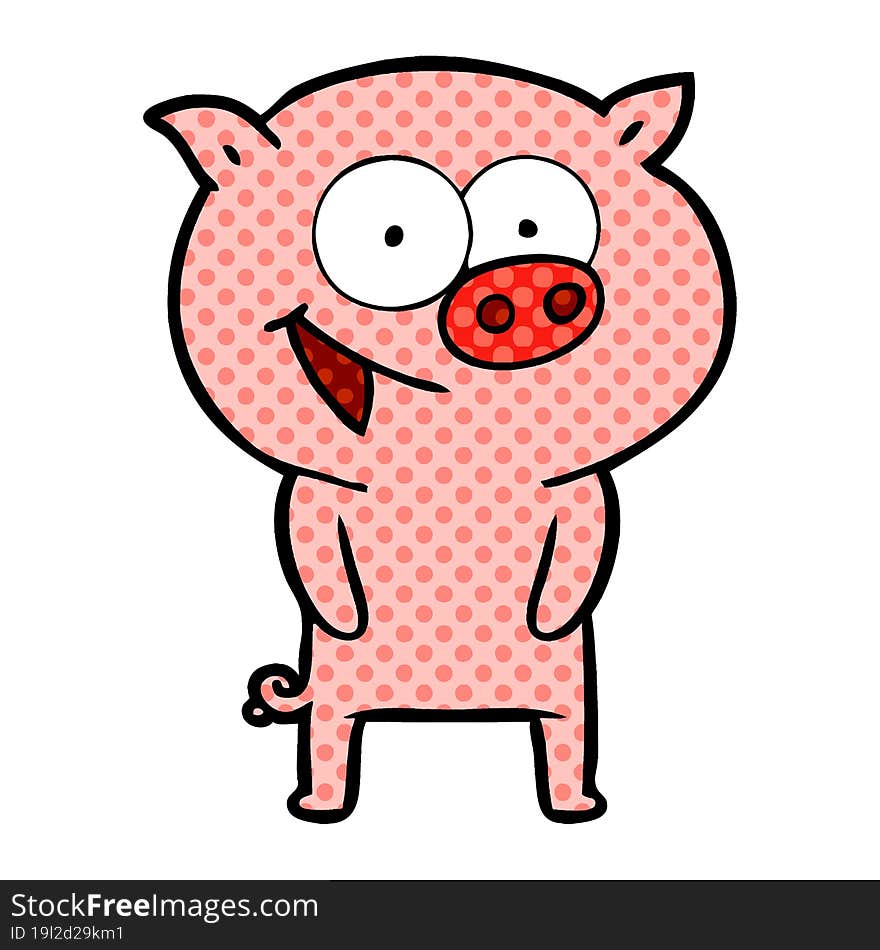 cheerful pig cartoon. cheerful pig cartoon