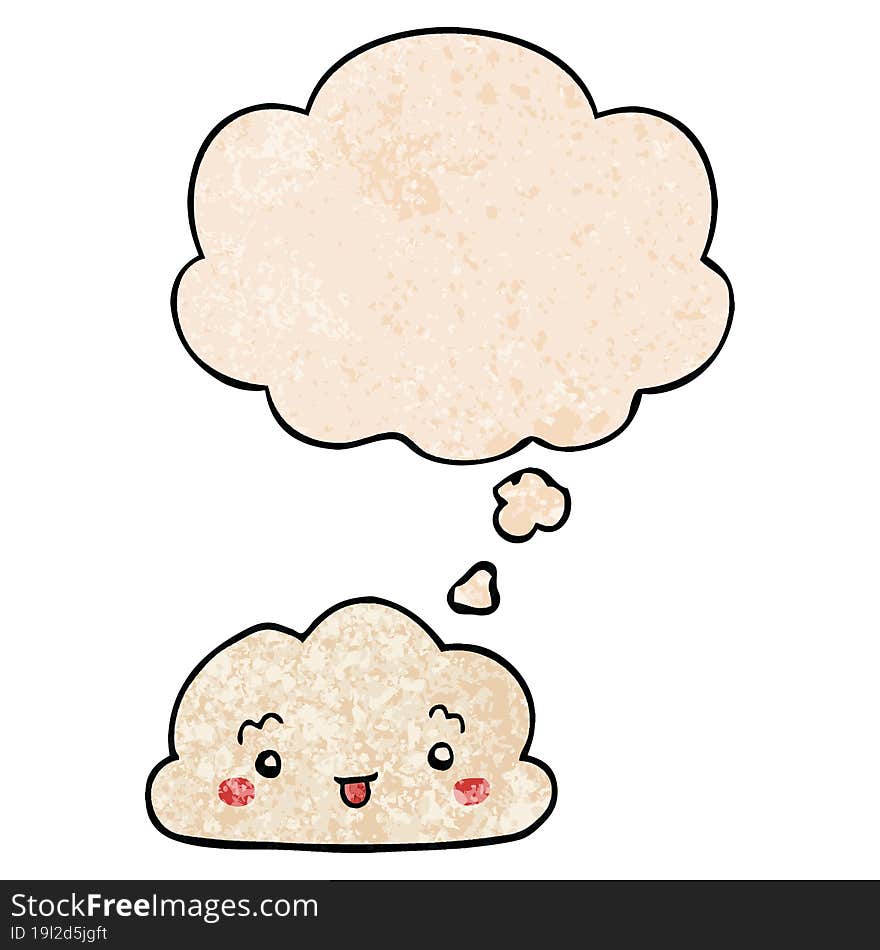 cartoon cloud and thought bubble in grunge texture pattern style
