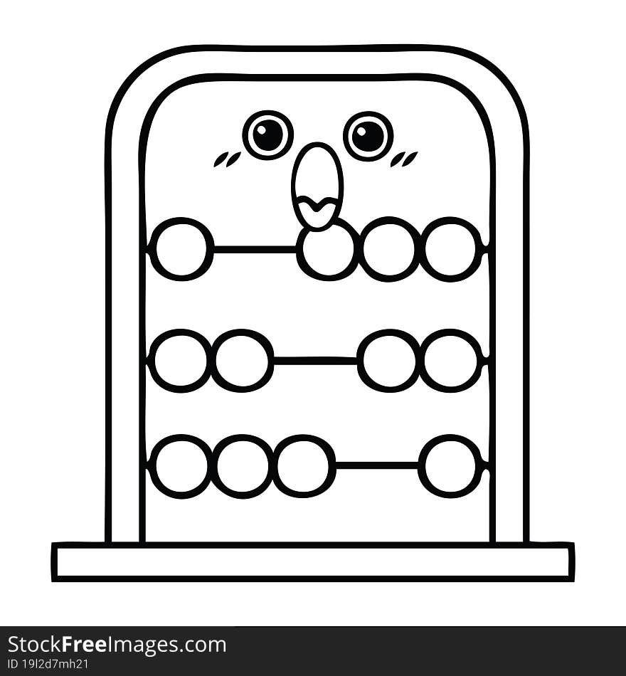 line drawing cartoon of a abacus. line drawing cartoon of a abacus