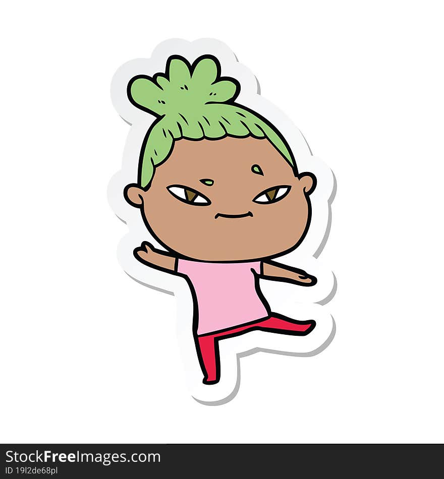 sticker of a cartoon woman