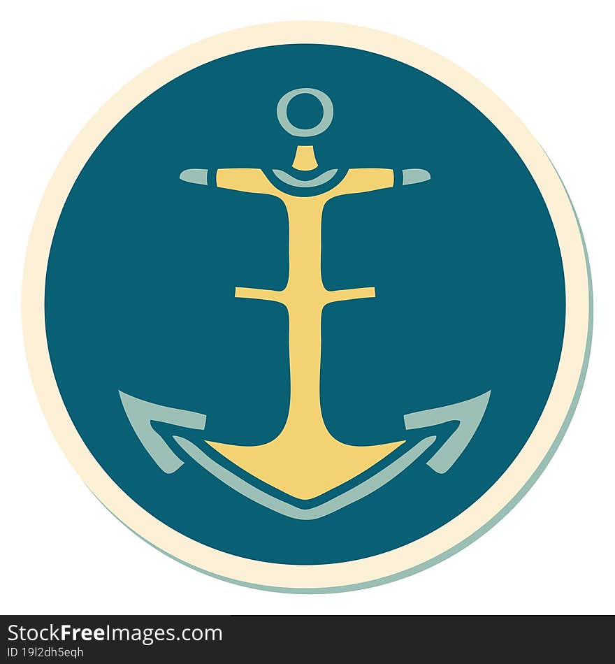 tattoo style sticker of an anchor